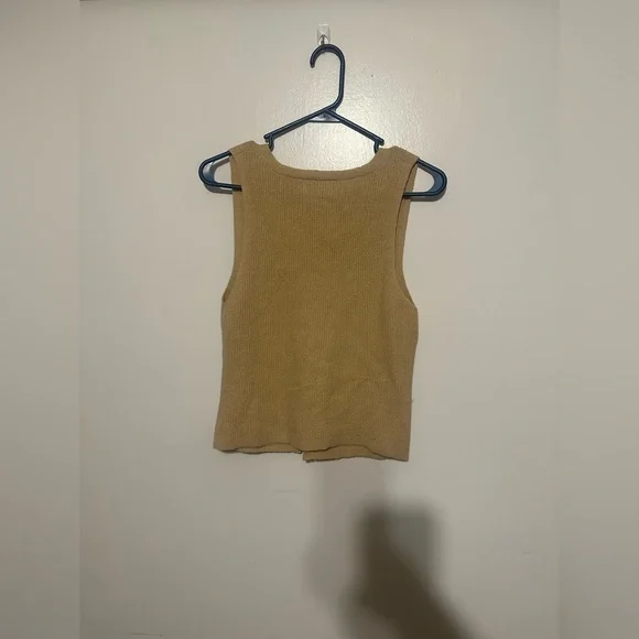 Button-Front Sweater Vest - Tan S - Picture 3 of 5